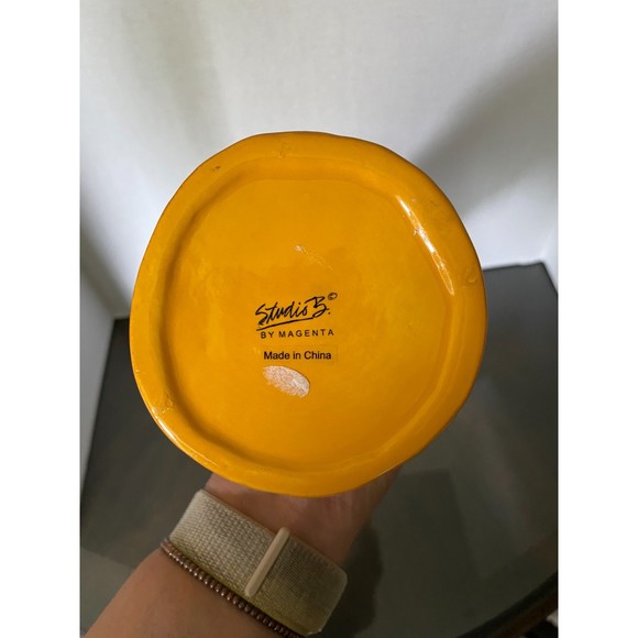 Studio B by Magenta (Early Rae Dunn) 14.5" Yellow Rose Pattern Vase - Picture 7 of 9